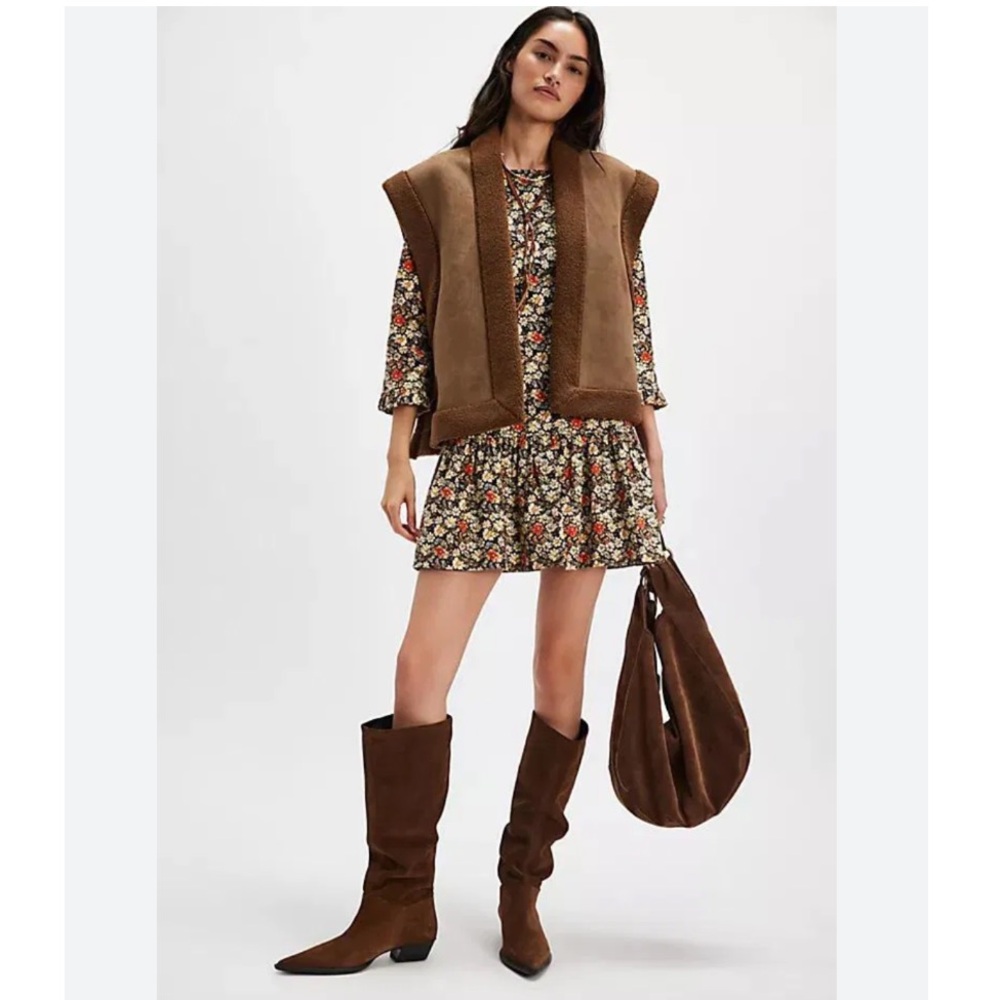 Free People The Avenue Mini Dress | Floral Printed Ruffle Cutout Scoop Neck NWT